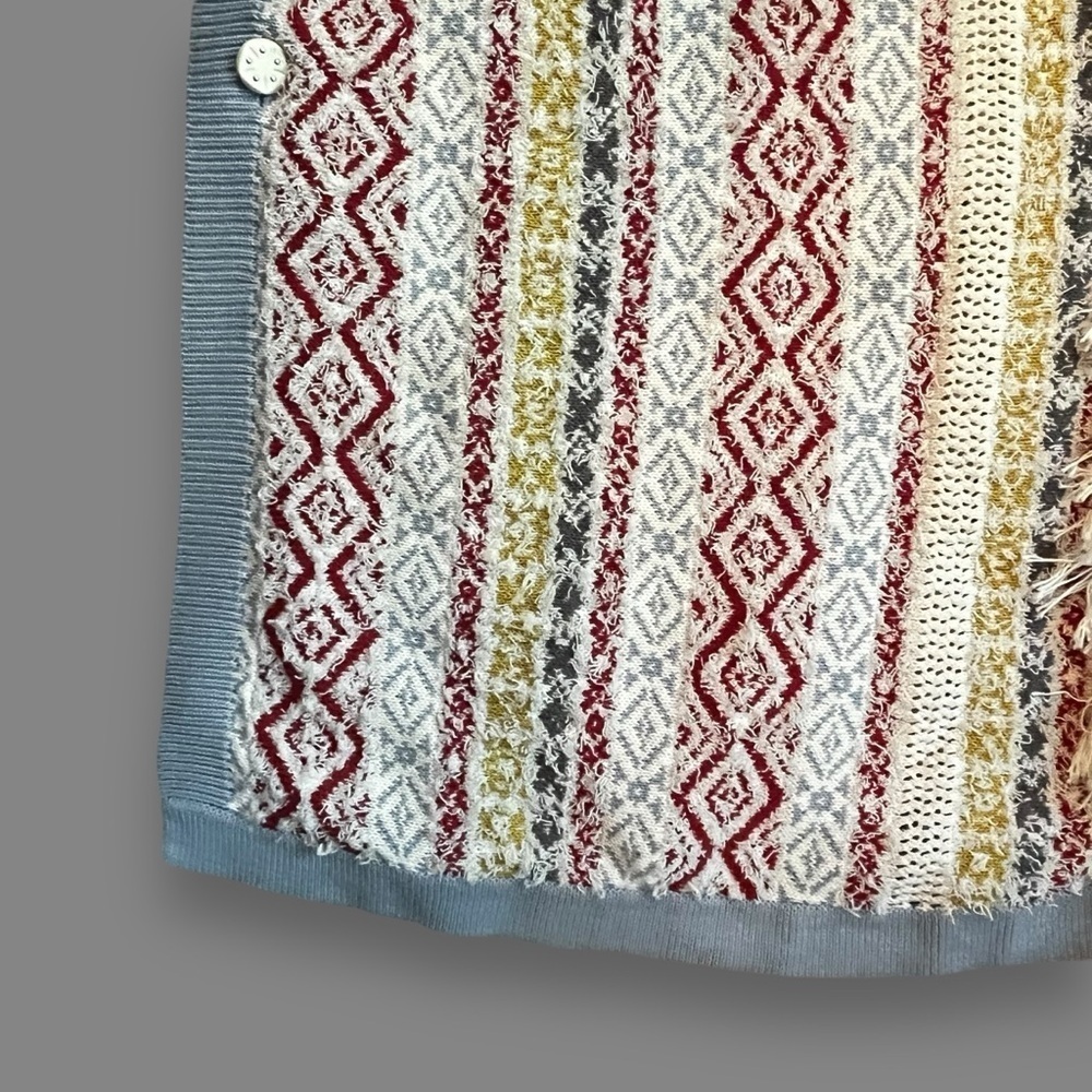 CABI Siesta Poncho Striped Textured Knit Fringe Boho Medium/Large Artsy Cotton - Picture 5 of 11